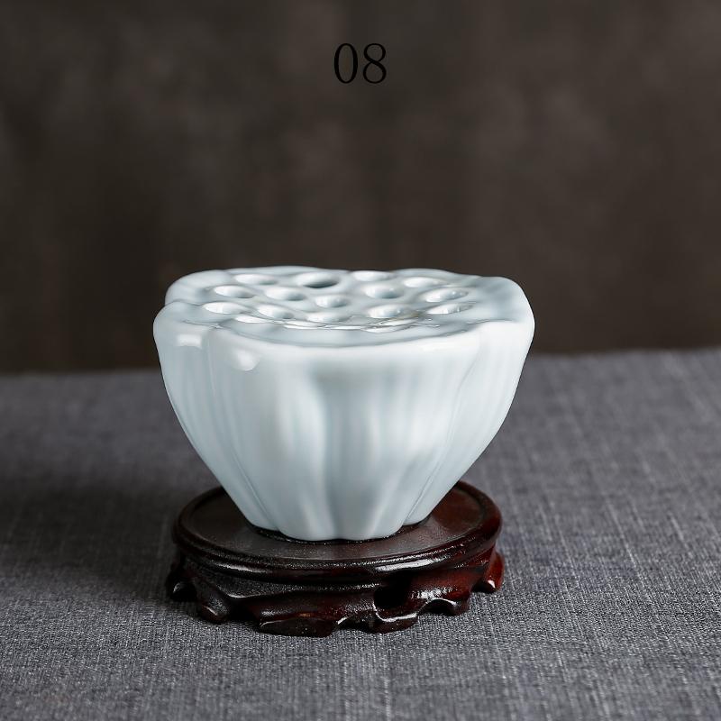 Japanese Style Ikebana Holder Ceramic Lotus Shape Ikebana Flower Arrangement Vase Tea Table Zen Kenzan Flower Art Fixed Tool