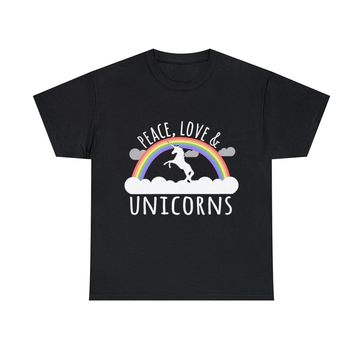 Peace Love Unicorns Graphic Tee Shirt, S-5XL S