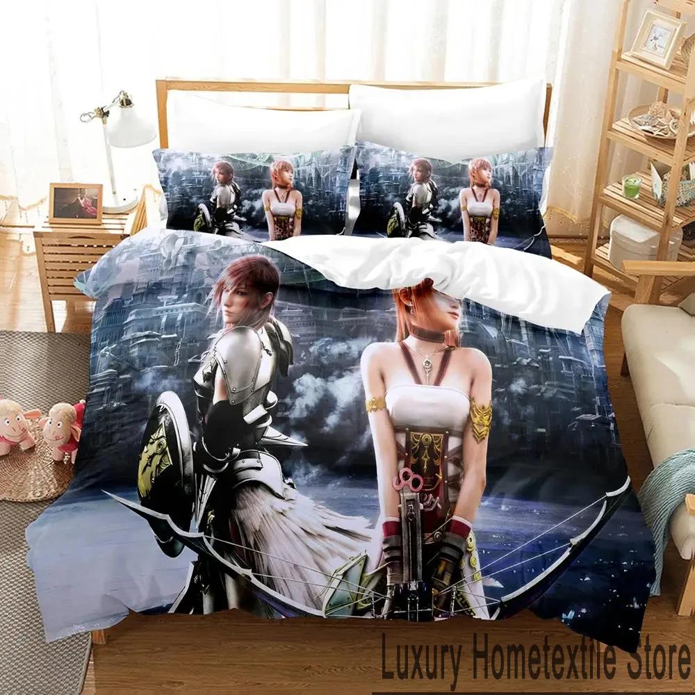 3D Print Anime Game FINAL FANTASY XIII-2 Bedding Set Boys Girls Twin Queen King Size Duvet Cover Pillowcase Bed Boys Adult