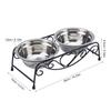 Cat Food Bowls Dog Bowls Double Dog Bowls Stainless Steel Double Dog Cat Food Water Bowls Feeder Dishes Shelf Stand Dog Feeder