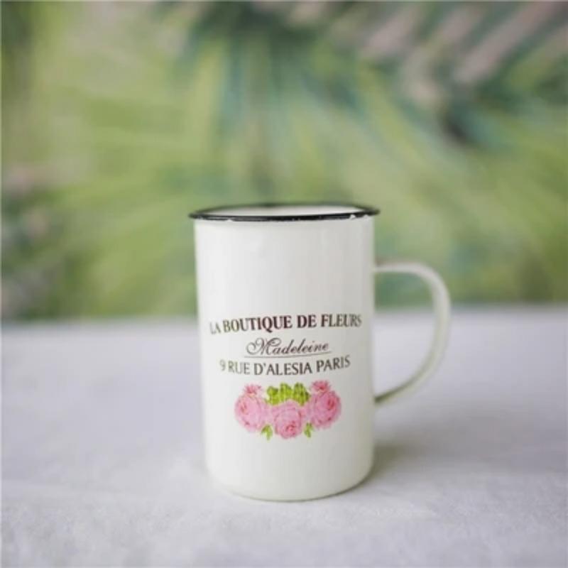 Outdoor Enamel Creative Coffee Tea Water Milk Cups Camping Mugs Enamel Mug with Handle Drinkware Vacation Hiking Mug Gifts