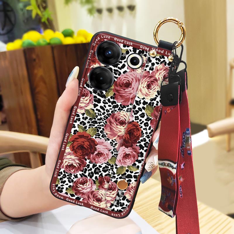 For Mom Chinese Style Phone Case For Tecno Camon20 Pro 5G/CK8n Fashion Wrist Strap Soft Case Phone Holder Dirt-resistant