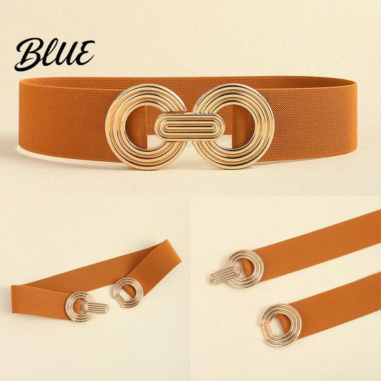 Wide Elastic Waist Belt 75cm Women's Belt, Stretch Fashionable with Slimming for Daily Commute Geometric Metal Buckle, Dress Corset Accessory