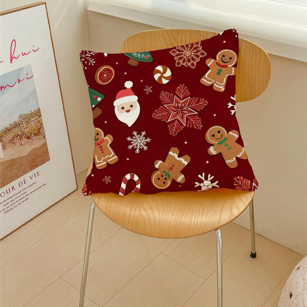 Christmas Cartoon Gingerbread Man Cushion Cover Pillow Cover Decoration Room Home Sofa Living Office Car Nordic Simplicity