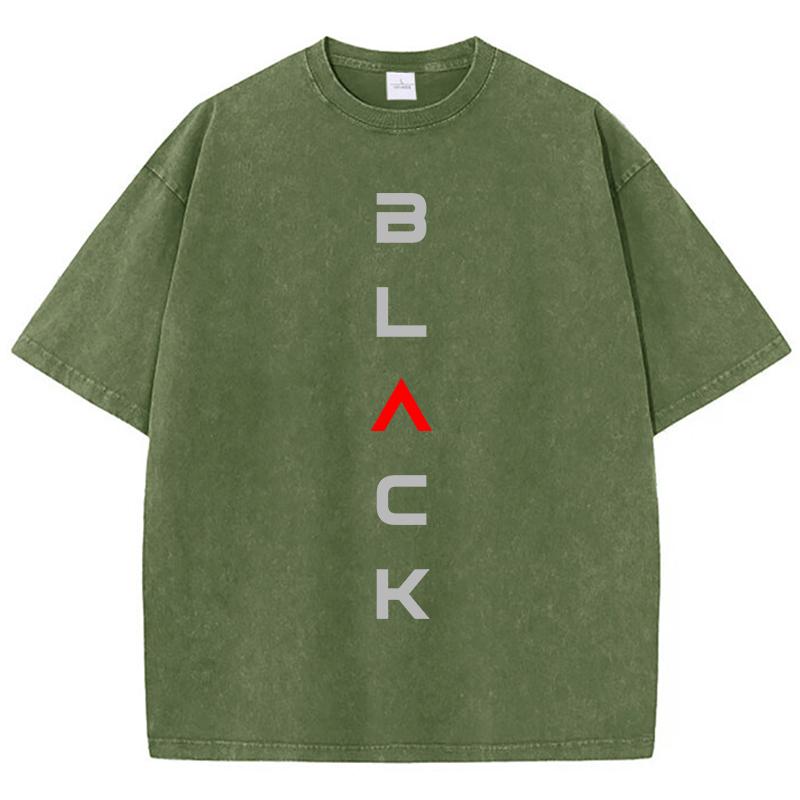 

Fashion Women Washed TShirts Art Letters Black Prints Tee Shirts Cotton Distressed Oversize Crewneck Tees Street Female Clothes S
