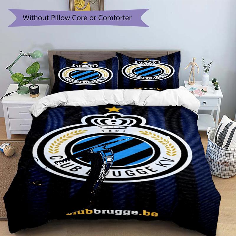 3pcs Duvet Cover Set (1*Duvet Cover + 2*Pillowcase, Without Core), Club Brugge K V Print Bedding Set, Bedroom Decor, All‑Season, Gift