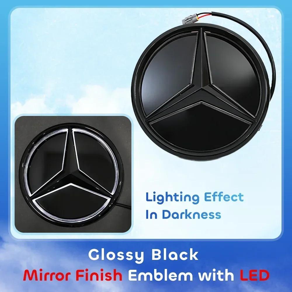 Heißer Autoaufkleber Chrom Silber ABS Auto Frontgrill Stern Emblem LED Logo Für Mercedes Benz X166 GL350 GL450 GL500 GL550 W207 E250