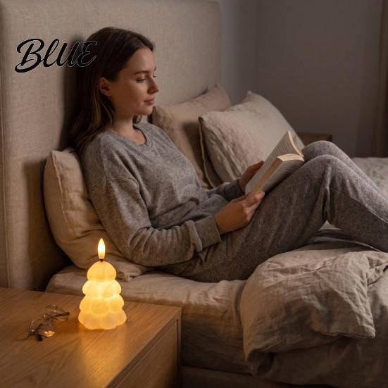 Christmas Party Table Centerpieces Tree Shaped Flameless LED Candles, Battery Operated Flickering Candle Dorm Room Bedside Lights Light, Holiday