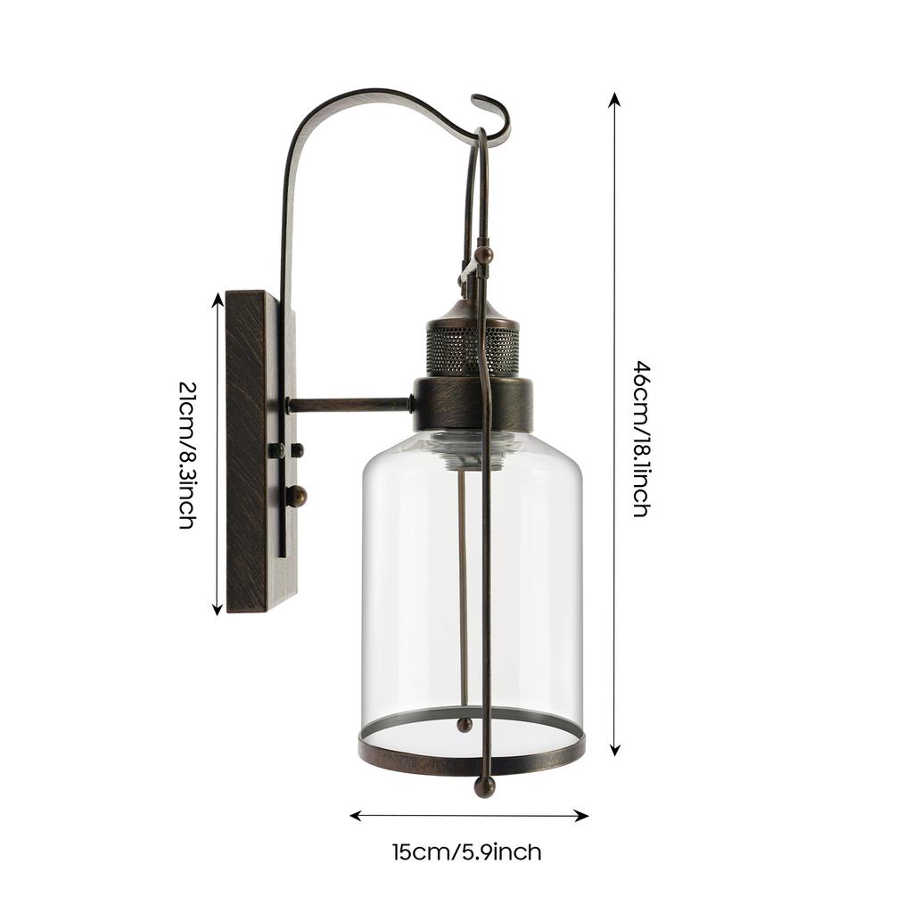 Vintage Industrial Wall Lamp Rust Iron Glass Shade for Bedroom Living Room Bar Cafe Indoor Lighting E26 E27 Base