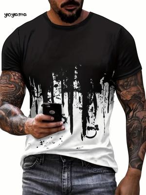 Vintage Unisex's Short-sleeved T-shirt 3d Ink Print Round Neck Oversized T-shirt Summer Unisex's Personalised Street Casual Clothing