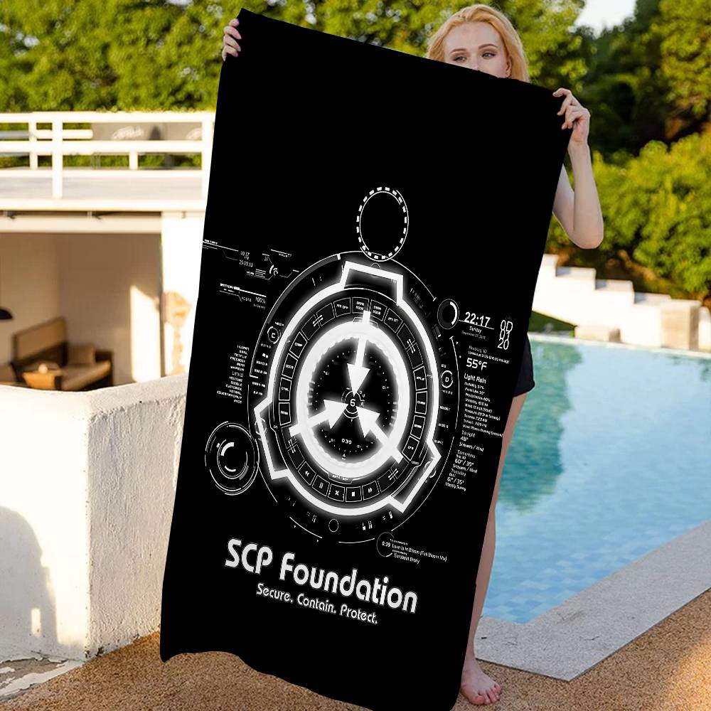 Asciugamano da Spiaggia Classico Gioco Fondazione SCP Anime Morbido Assorbente Lavetta Regali per Bambini Viaggio Campeggio Palestra