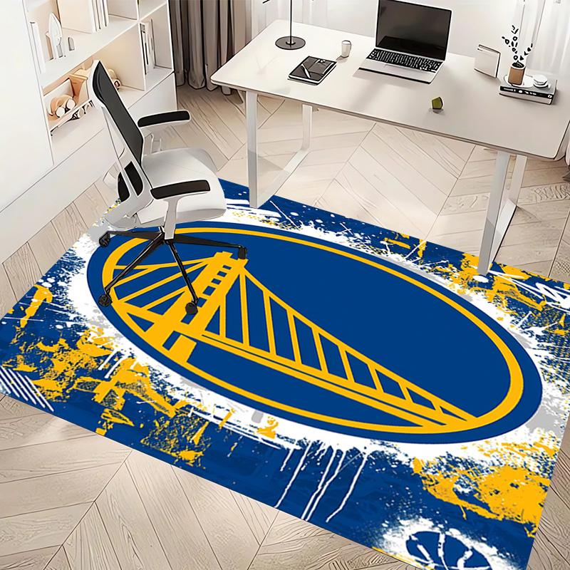 1ks Koberec s potiskem loga Golden State Warriors - Měkký, Omyvatelný, Protiskluzový vnitřní koberec, Dekorativní koberec do obývacího pokoje, Domácí kanceláře, Kancelářský dekorativní