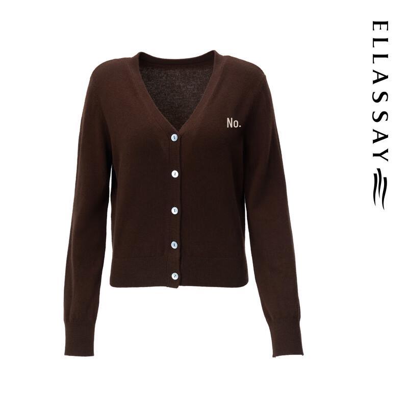 ELLASSAY 100% Lamb Wool V-Neck Knitted Sweater
