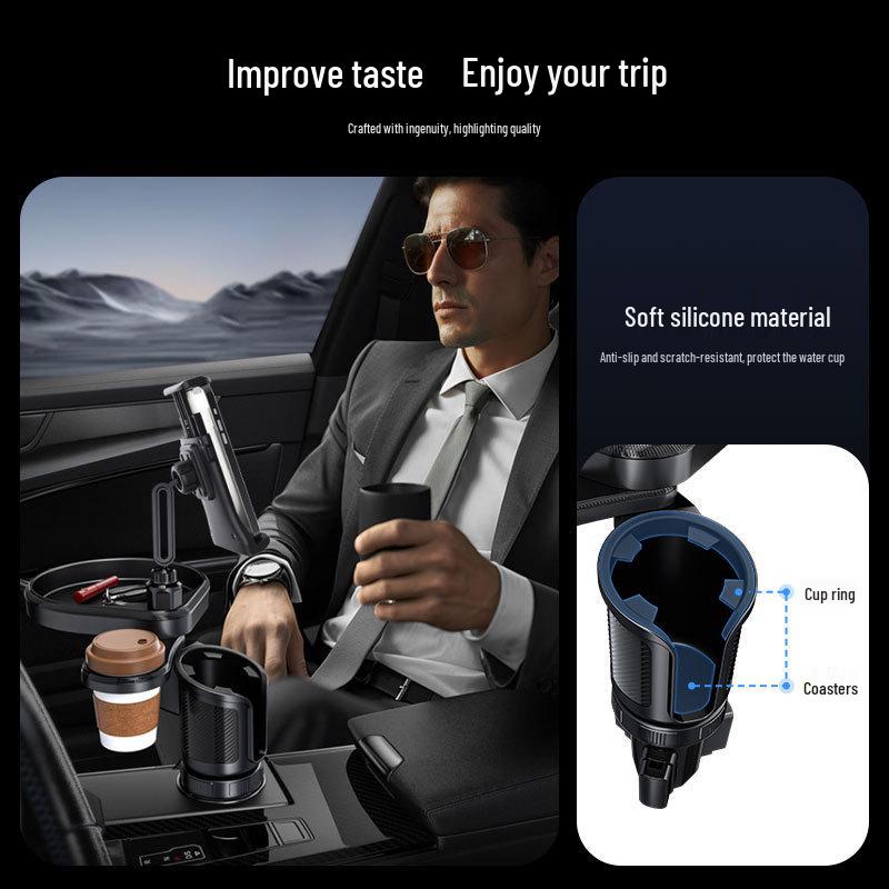 Universal Car Cup Holder & Tray: Mobile Holder, Food & Beverage Stand, Storage Rack