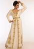 Moroccan Georgette Dubai Off White Abaya Wedding Fancy Party Festive Gown Dress