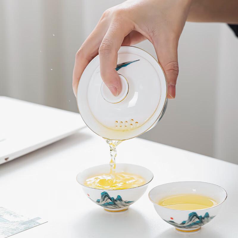 Chaxun Portable Travel Ceramic Tea Set with Gaiwan