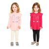 Korean Kids Rabbit Ruffle Outfit Set Girls Pink Flare Top Pants 2pcs Korean Design Children Clothes
