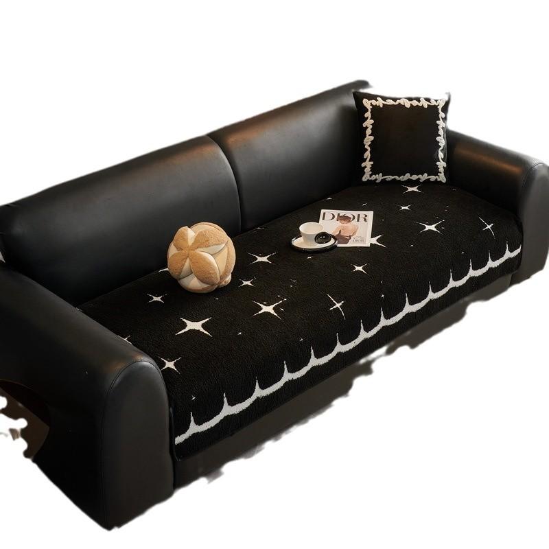 New Autumn And Winter Leather Sofa Cushion Light Luxury High-End Feeling Long Straight Row Fixed Non-Slip Sofa Seat Cushion Cover Cloth