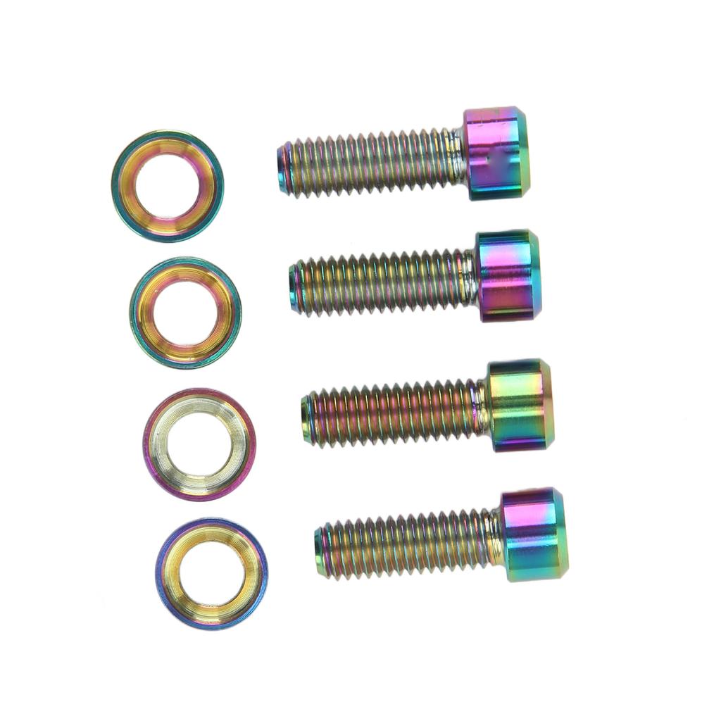 4 Sets Disk Brake Screw Washers Set M6 18mm Firm Connection Rustproof Light Ti Alloy Disk Brake Fixing Screw Set