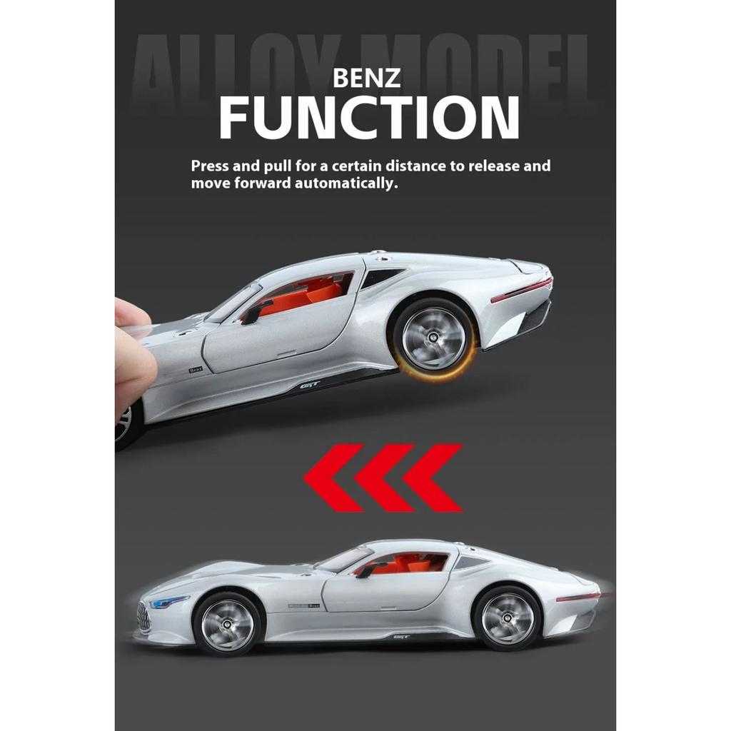 1/24 Mercedes Benz AMG Vision GT New Concept Sport Car Alloy Metal Diecast Car Model Sound & Light Collect Hobby Decoration Gift