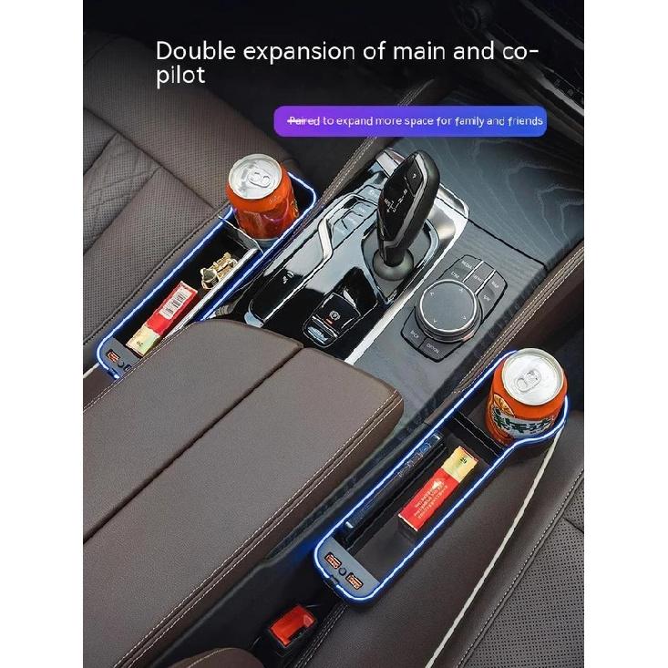 For Subaru STI Outback Brz Wrx Xv Ascent Forester Impreza Legacy Car Sewn Seat Gap Crevice Slot Storage Box light USB Charging