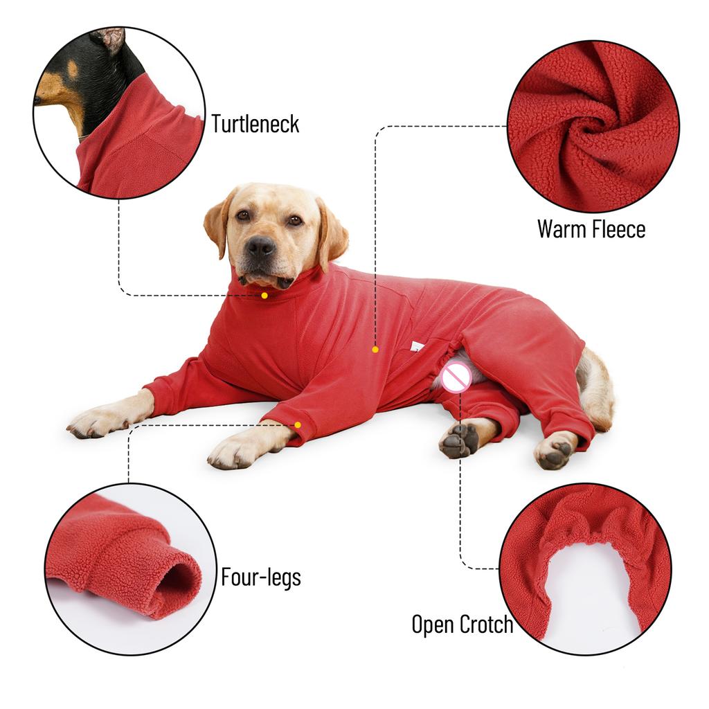 Jaqueta de lã para cachorro, casaco quente de inverno com quatro pernas, pulôver para cães médios e grandes