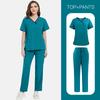 Color Matching Men'S And Women'S Thin Solid Color Short-Sleeved Trousers Doctor Nurse Beauty Salon Decoration Staff Construction Site Work Clothes Set