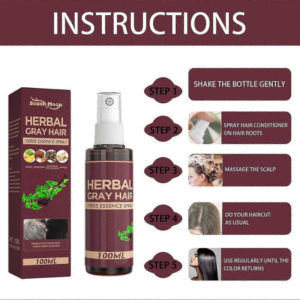 Herbal Grey Hair Spray, Polygonum Hair Care Spray, Strengthen Hair, Natural Herbal Remove Grey Hair