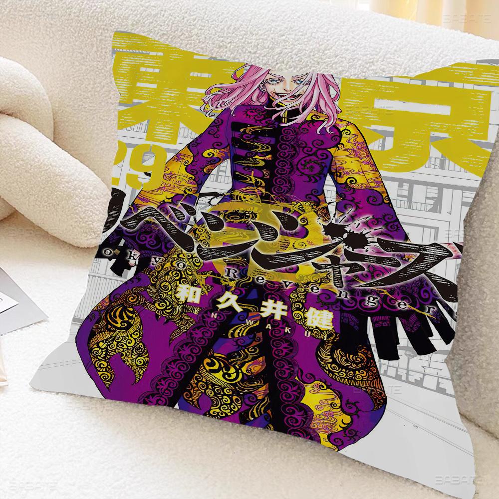 Anime Tokyo Reve Nger Pillow Covers Cartoon Sofa Decorative Home Double-sided Printing Short Plush Cute Cushion Cover