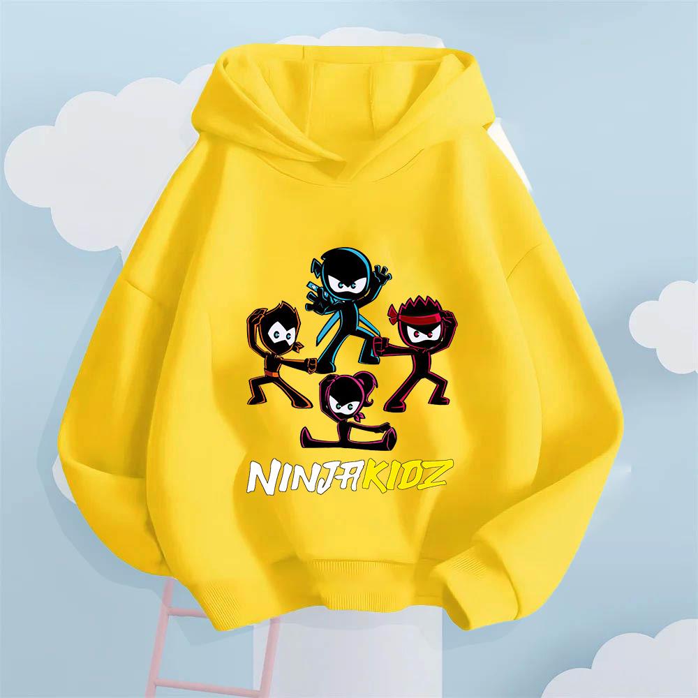 Cartoon Ninja Muster Kinder Herbst und Winter Langarm Pullover Herbst und Winter Neuer Stil Plüsch Freizeit Pullover