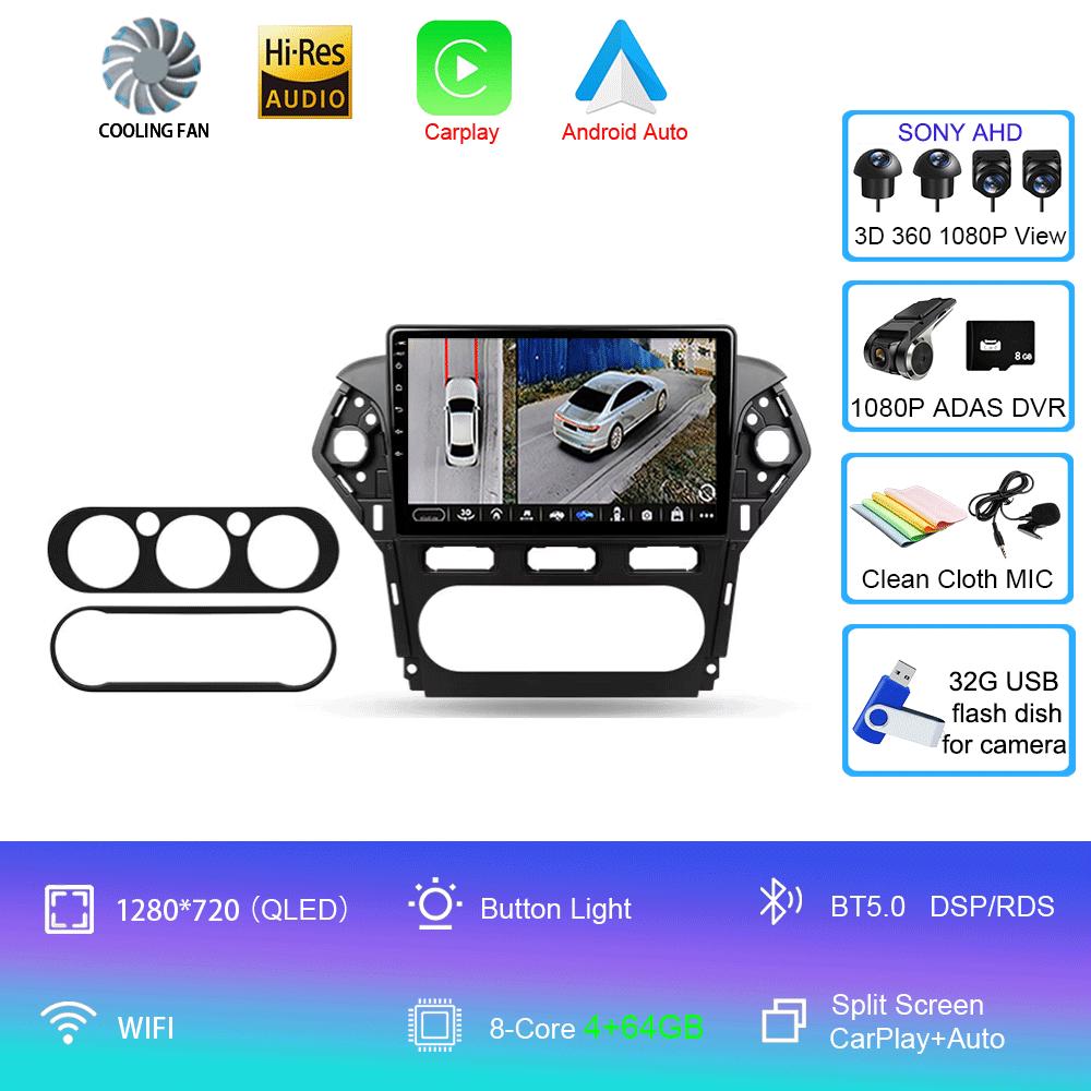 For Ford Mondeo 4 2011 - 2013 Car Radio Android 14 Carplay Auto 2K Screen Multimedia Player Autoradio GPS Stereo 2din Head Unit