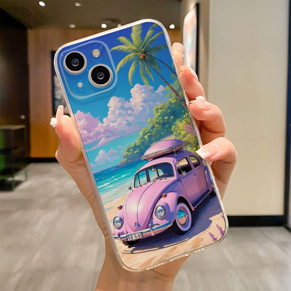 Combi Van Surf Phone Case For iPhone 17 16e 16 15 14 13 12 11mini Pro Max X XR XSMAX 8 7 Air Plus Soft Cover