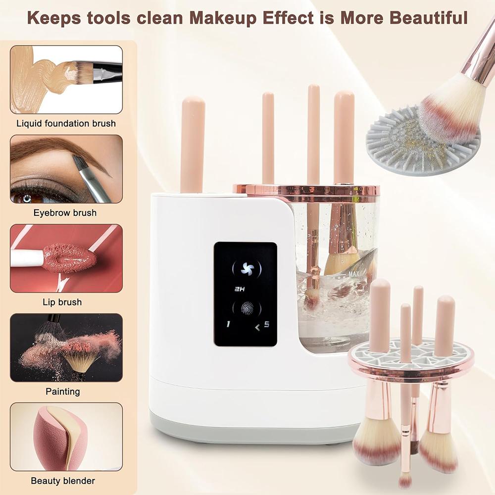 Electric Makeup Brush Cleaner Machine with Makeup Brush Dryer Automatic Cosmetic Brushes Cleaner Tool for Beauty Makeup Brush