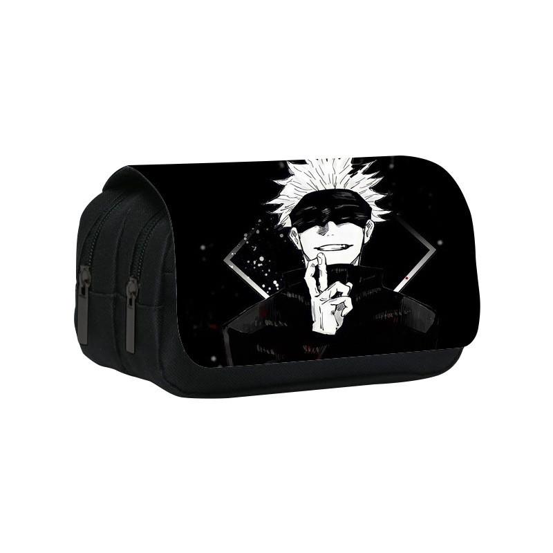 Jujutsu Kaisen Pattern Double Layer Flip Cover Stationery Storage Pencil Bag For Middle School Students