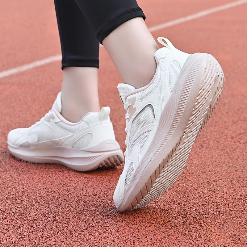 Anta Casual Fashion Comfortable Shock Absorbing Breathable Non-Slip Low-Top Running Shoes Women sneaker Ivory-White Silver Lotus-Gray 922535507-2