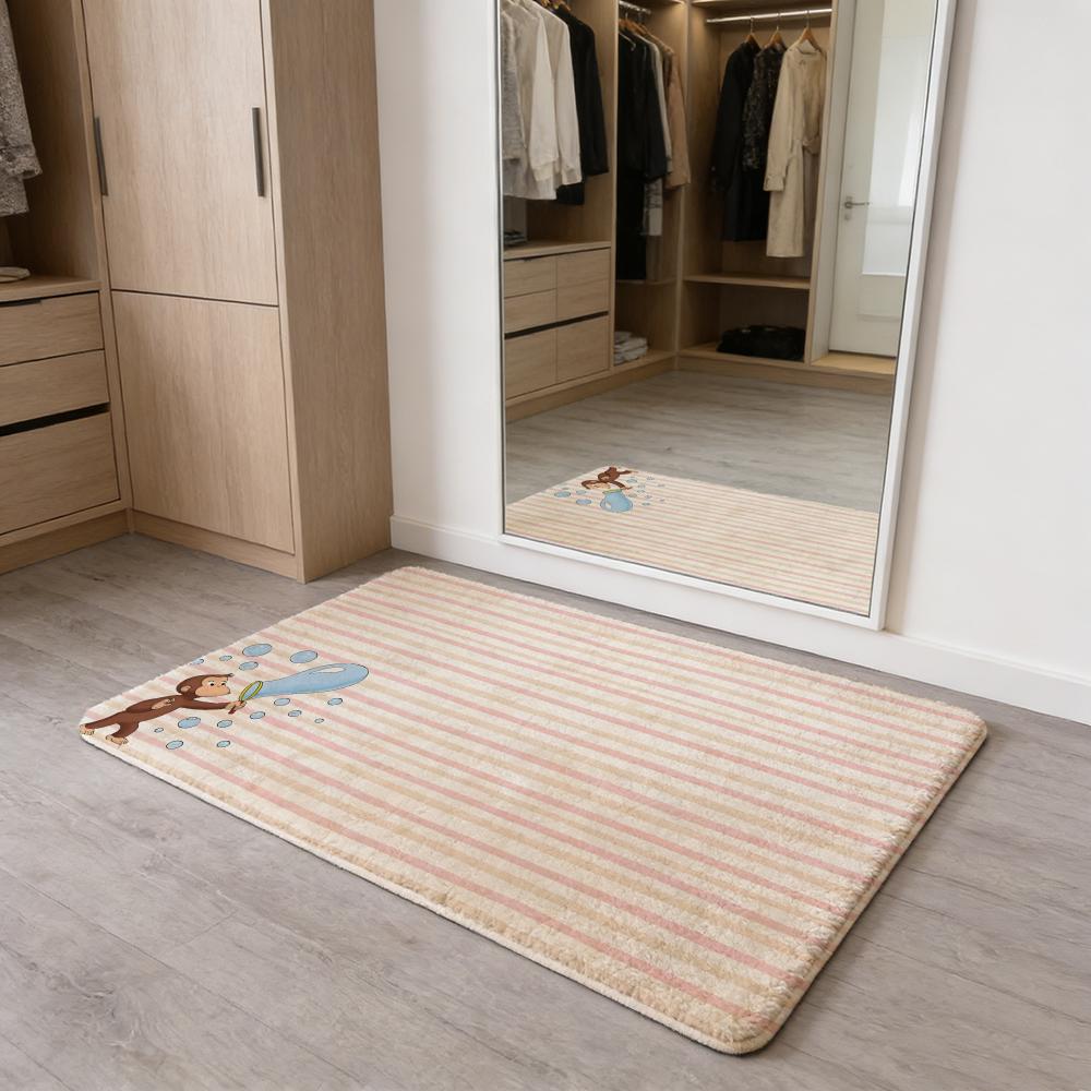 

MONKEY CARTOON C-Curious GeorgeS Floor Mat Flannel Door Mat Non-Slip Absorbent Washable Indoor Home Rug 40x60cm