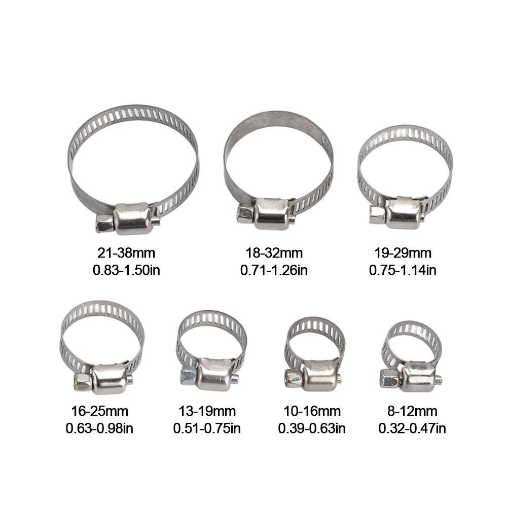 60pcs Stainless Steel Adjustable Hose Clamp Adjustable Size Tube Clips Set Fuel Line Clamps