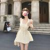 Sweet Wind Suspender Polka Dot Neck Dress Short Waist Thin Small Fresh Fairy Gentle Skirt