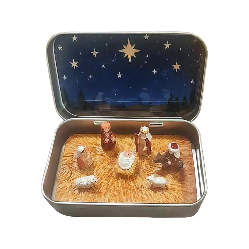 Christmas Nativity Scene Figurine Gift Jar For Desktop Decoration In Living Room And Bedroom Figurines Miniatures Navidad