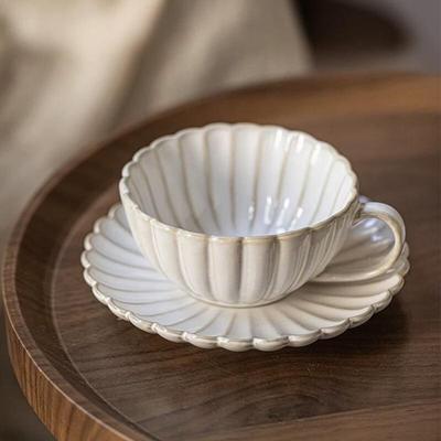 OLOEY Vintage Keramik-Kaffeetassenset mit Blumenmuster und Kordel