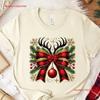 Reindeer Bow T Shirt Cute Christmas Adorable Perfect Holiday For Everyone Fun Xmas Apparel Vintage Versatile