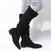 2022 Women's European & American Over-the-Knee Chunky Heel Velvet Boots with Pleated Stacked Sleeves