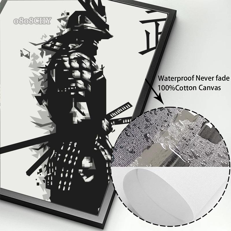 Japanese Bushido Samurai Kenshi Poster Prints Canvas Painting Abstract Portrait Wall Art Picture for Home Living Room Wall Decor