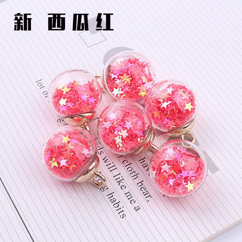 10Pcs Charms Star Sequins Transparent Glass Ball 16mm Pendants Crafts Making Findings Handmade Jewelry DIY for Earrings Necklace