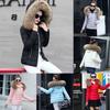Womens Short Slim Quilted Winter Coat With Fur Hooded Collar And Stylish Design