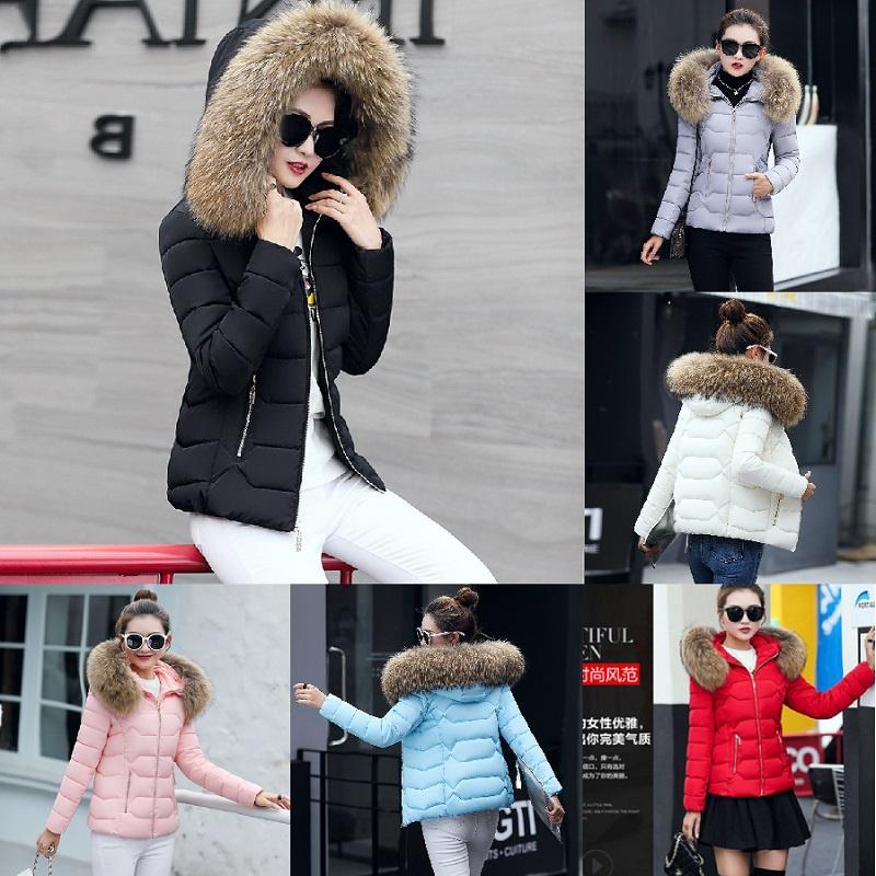 Womens Short Slim Quilted Winter Coat With Fur Hooded Collar And Stylish Design