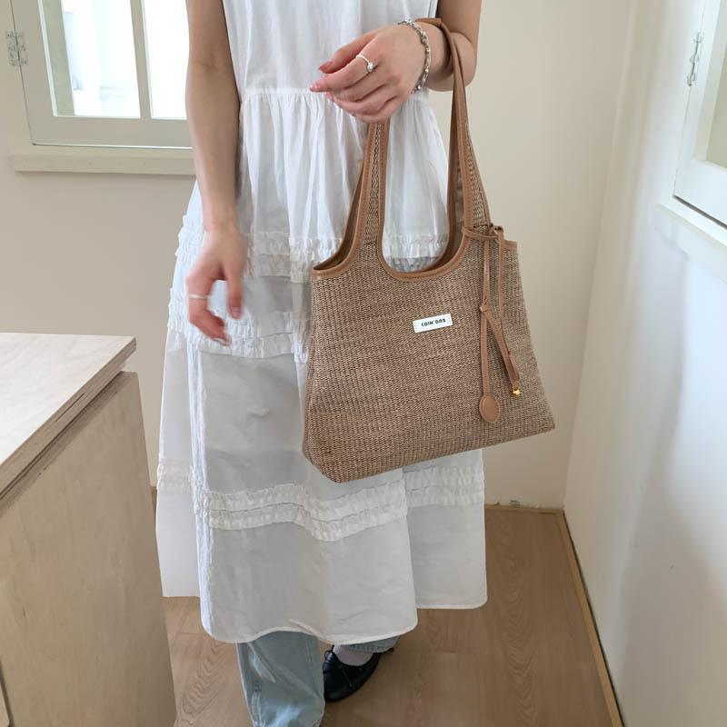 Pendler große Kapazität gestreifte Canvas-Tasche Damen neue modische vielseitige Schultertasche Arbeit Tragetasche