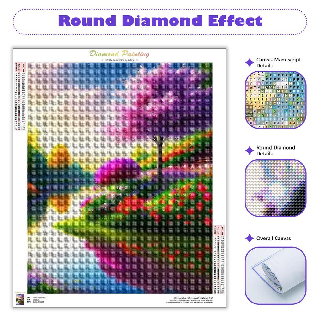 Full Round Diamond Painting Tree Full Round Embroidery Landscape Mosaic Needlework Handcraft Pictures Wall Decor 30x40cm/12x16inch
