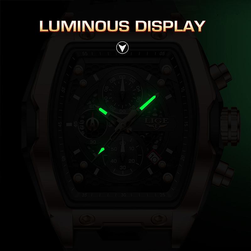 LIGE Fashion Business Mens Watches Military Male Watch Quartz Chronograph Clock Calendar Waterproof Watches for Men Reloj