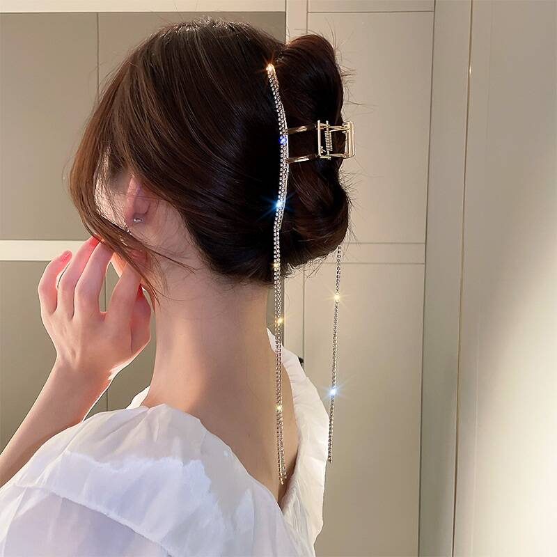 

Модная хрустальная заколка-краб, трендовая блестящая заколка для волос с кисточкой из ленты, краб для женщин, аксессуары для волос, украшение для девочек, ювелирное изделие для волос, подарок